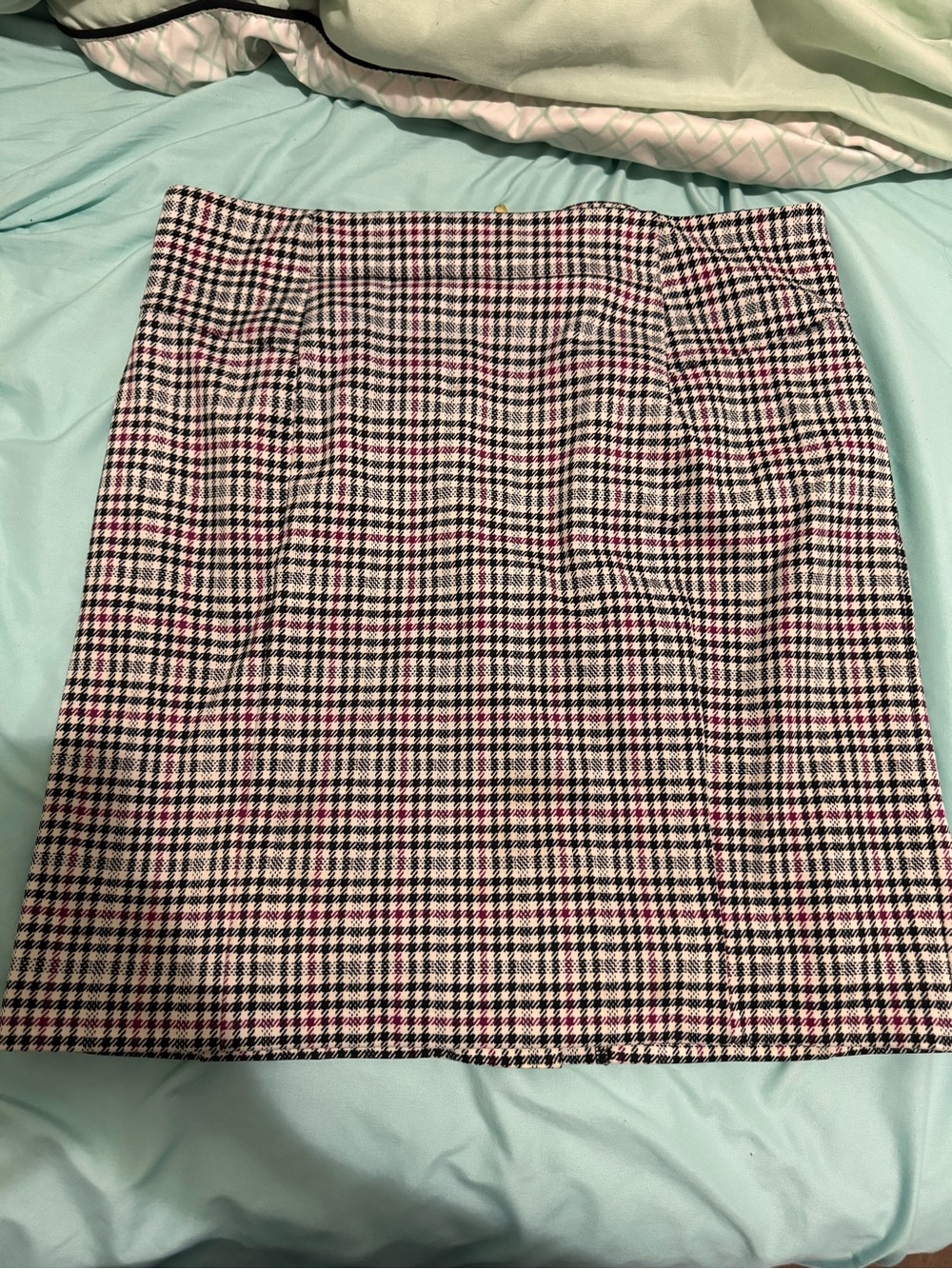 Michael Kors Black, White & Pink Plaid Mini Skirt